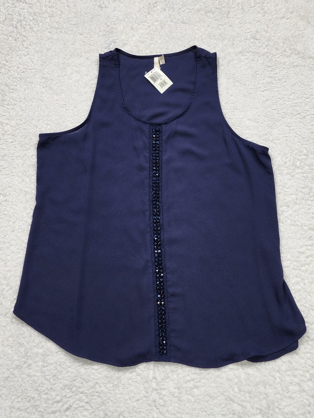 Bellatrix Sleeveless Flowy Top With Middle Row Bead Design New With Tags